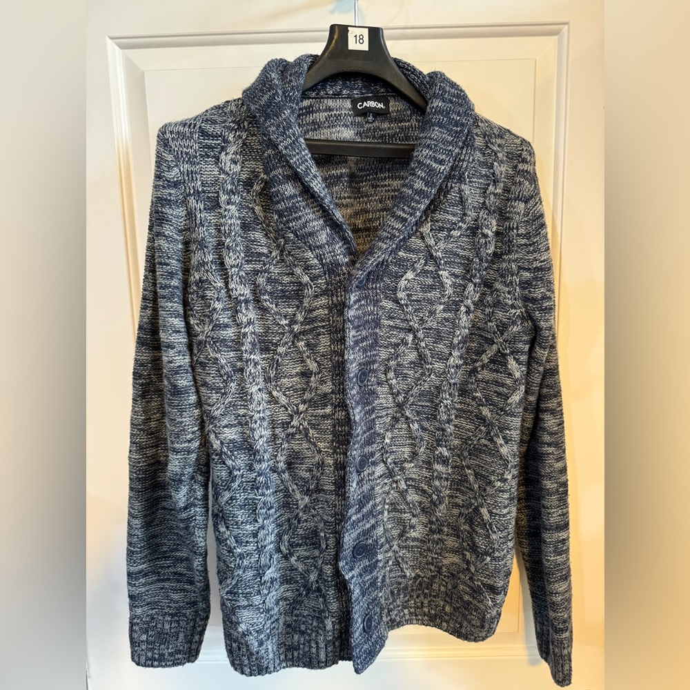Grey men’s carbon cardigan sweater